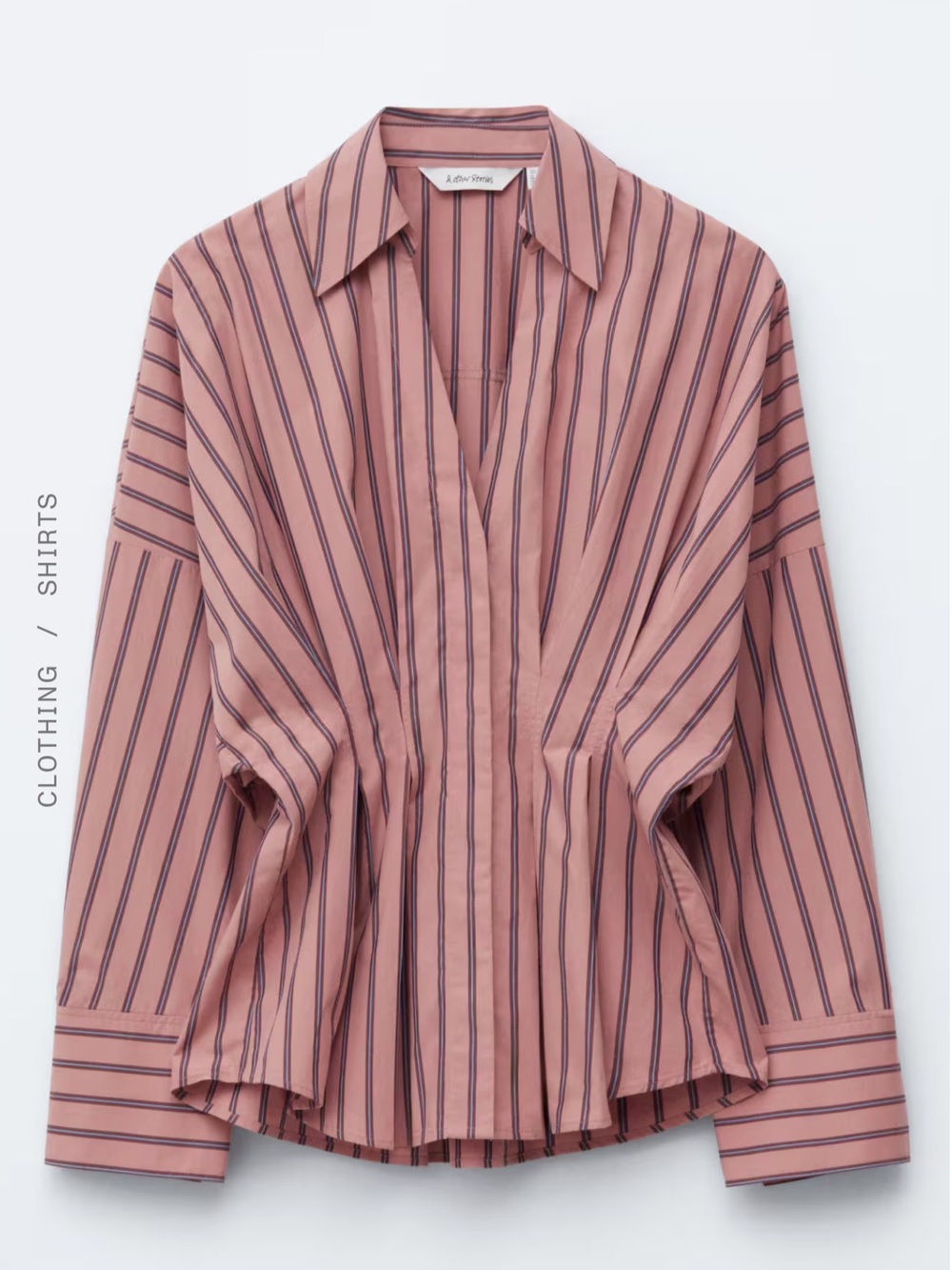 XS / & other stories / Striped Pink FITTED-WAIST COTTON SHIRT / Button-Up Blouse